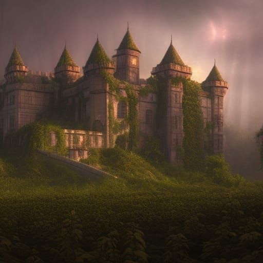 Mysterious Vine-Covered Castle: Fantasy Concept Art
