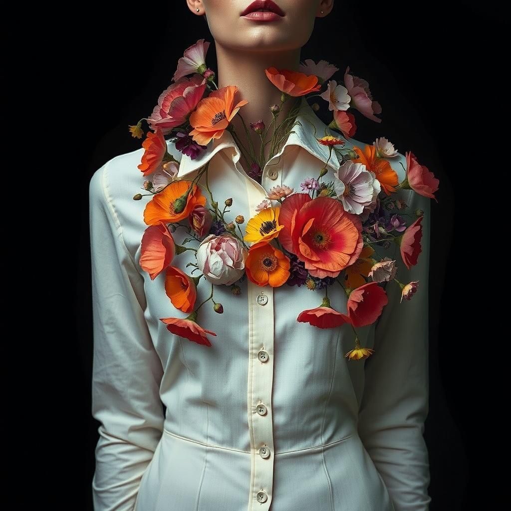 Surreal Floral Woman in the Style of Salvador Dali