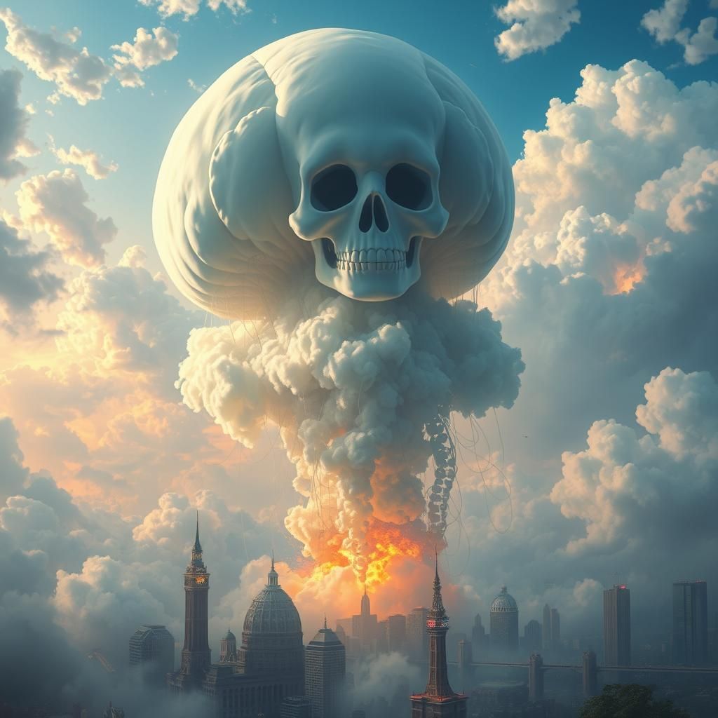 Giant Jellyfish Explosion Over City: Ethereal Fantasy