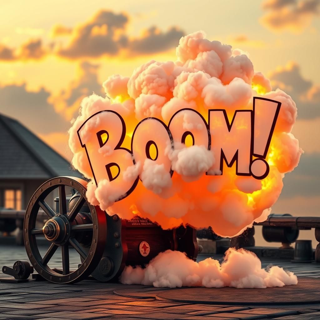 Cannon Creates Smoky "Boom" in Art Nouveau Style