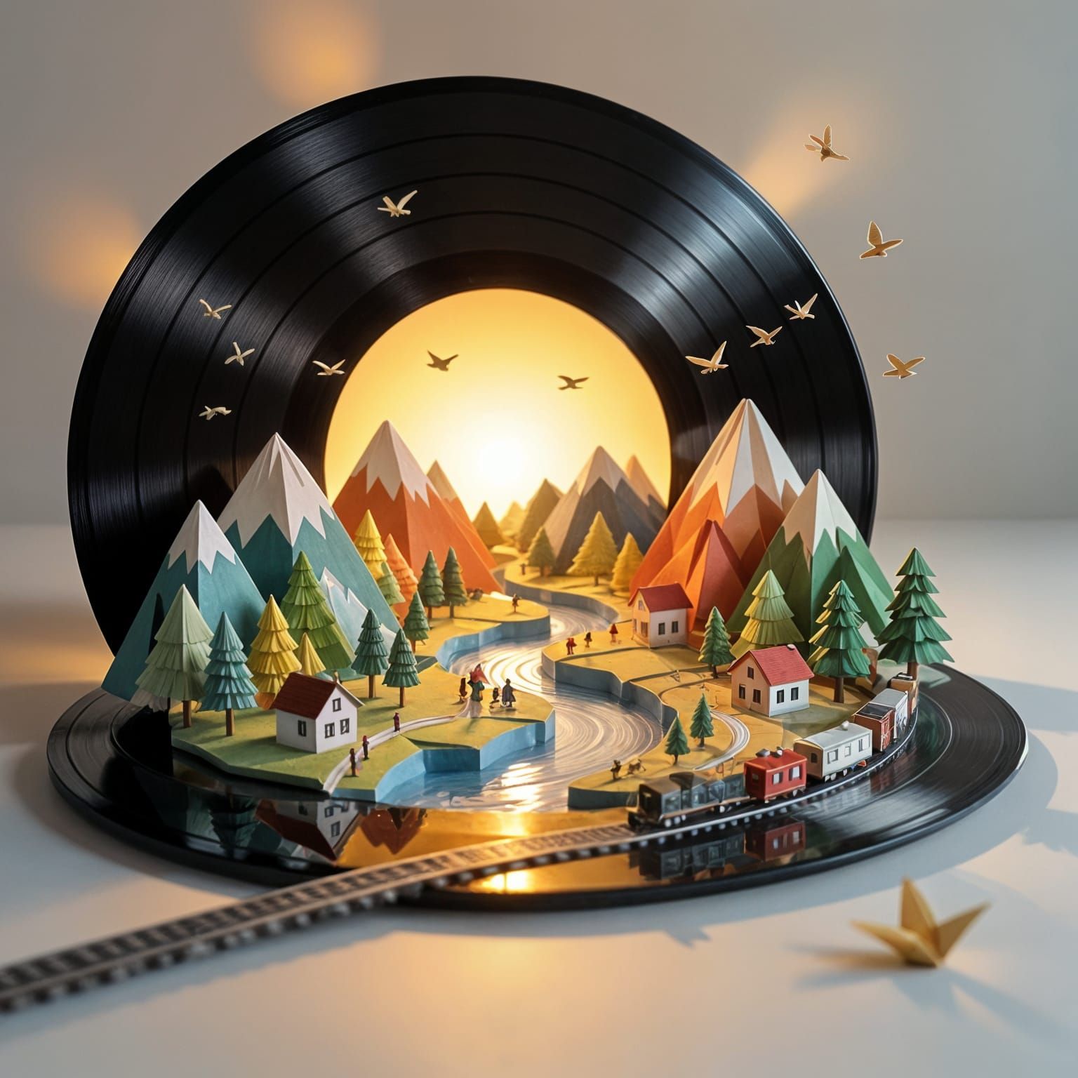 Origami Paper World on Vinyl Record
