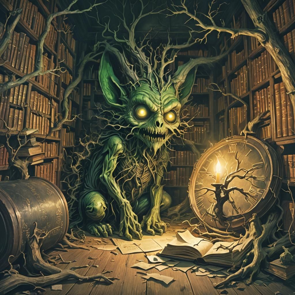 Grotesque Horror Lurking in Abandoned Library