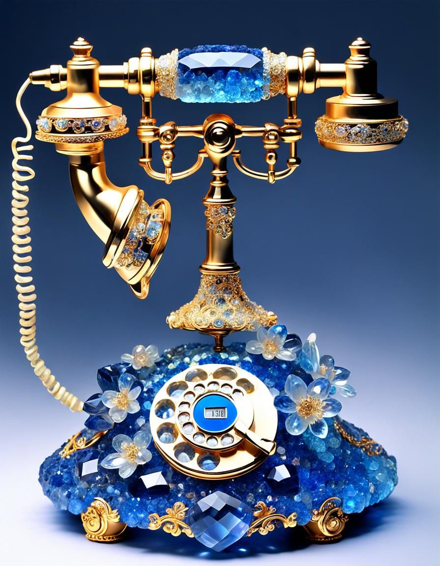 Crystal Telephone on Flower: Bioluminescent Fantasy Art