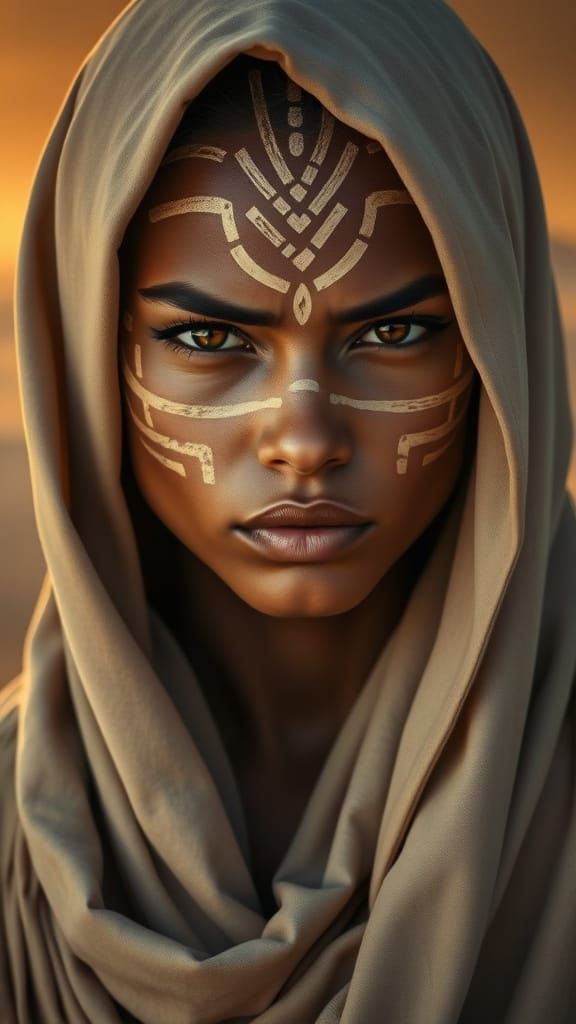 Mysterious Desert Enchantress in Photorealistic Style