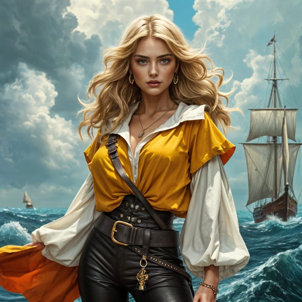 Pirate Woman Portrait on Ship