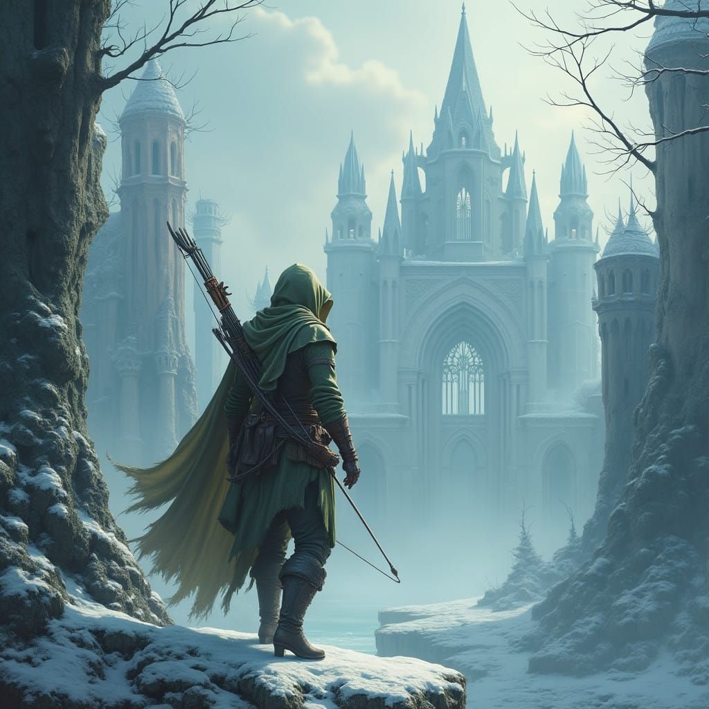 Epic Wood Elf Ranger Explores Frostbitten Metropolis in Whis...