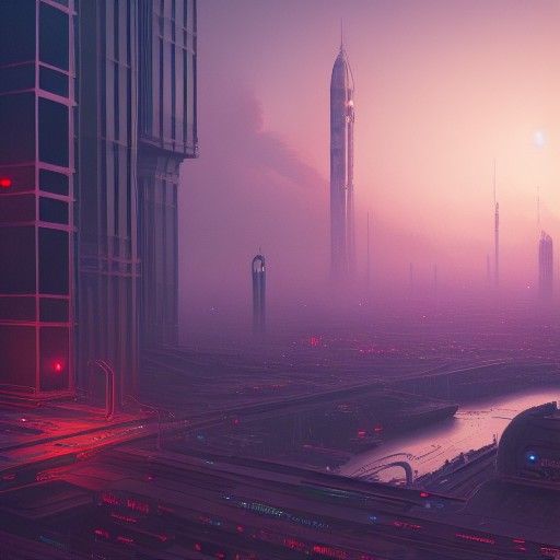 Dystopian Sci-Fi City in Hyperrealistic Noir