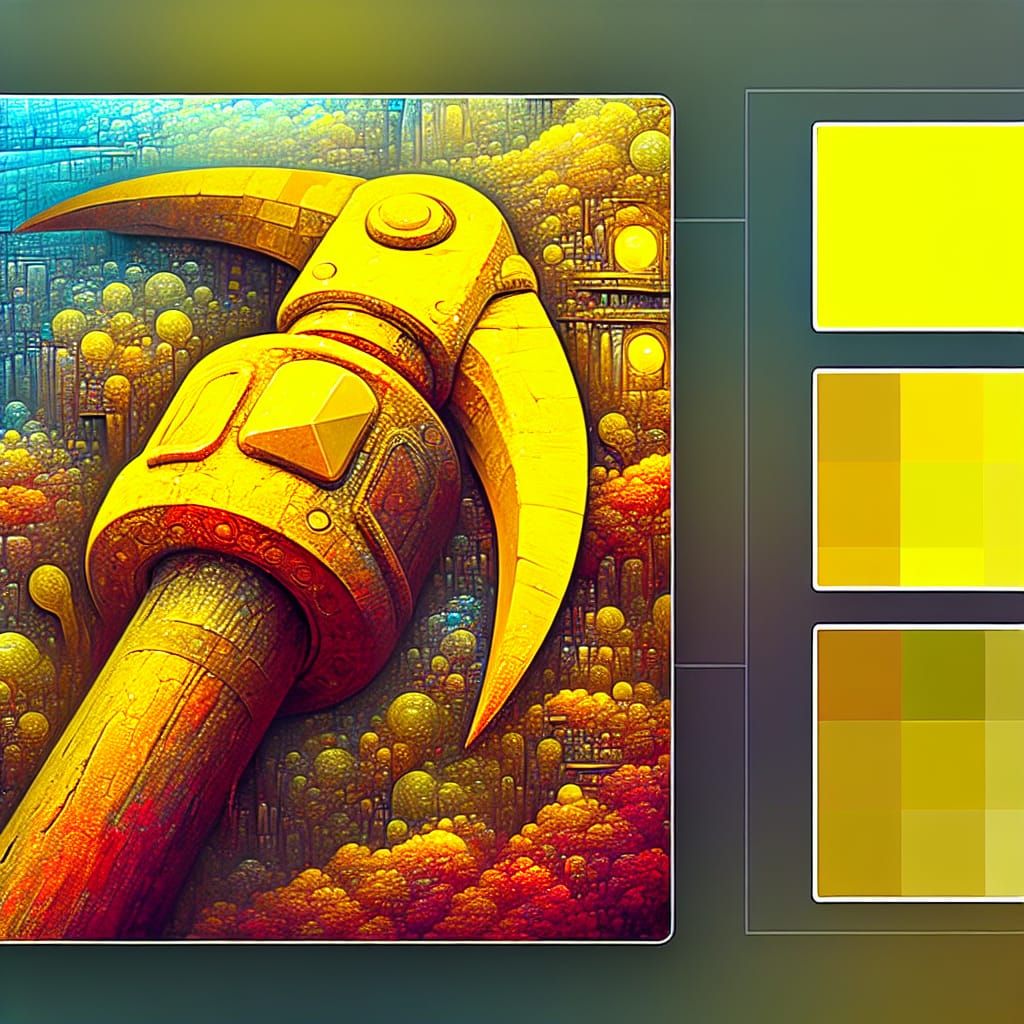 Vivid Yellow Miner's Pick in Detailed Matte Painting