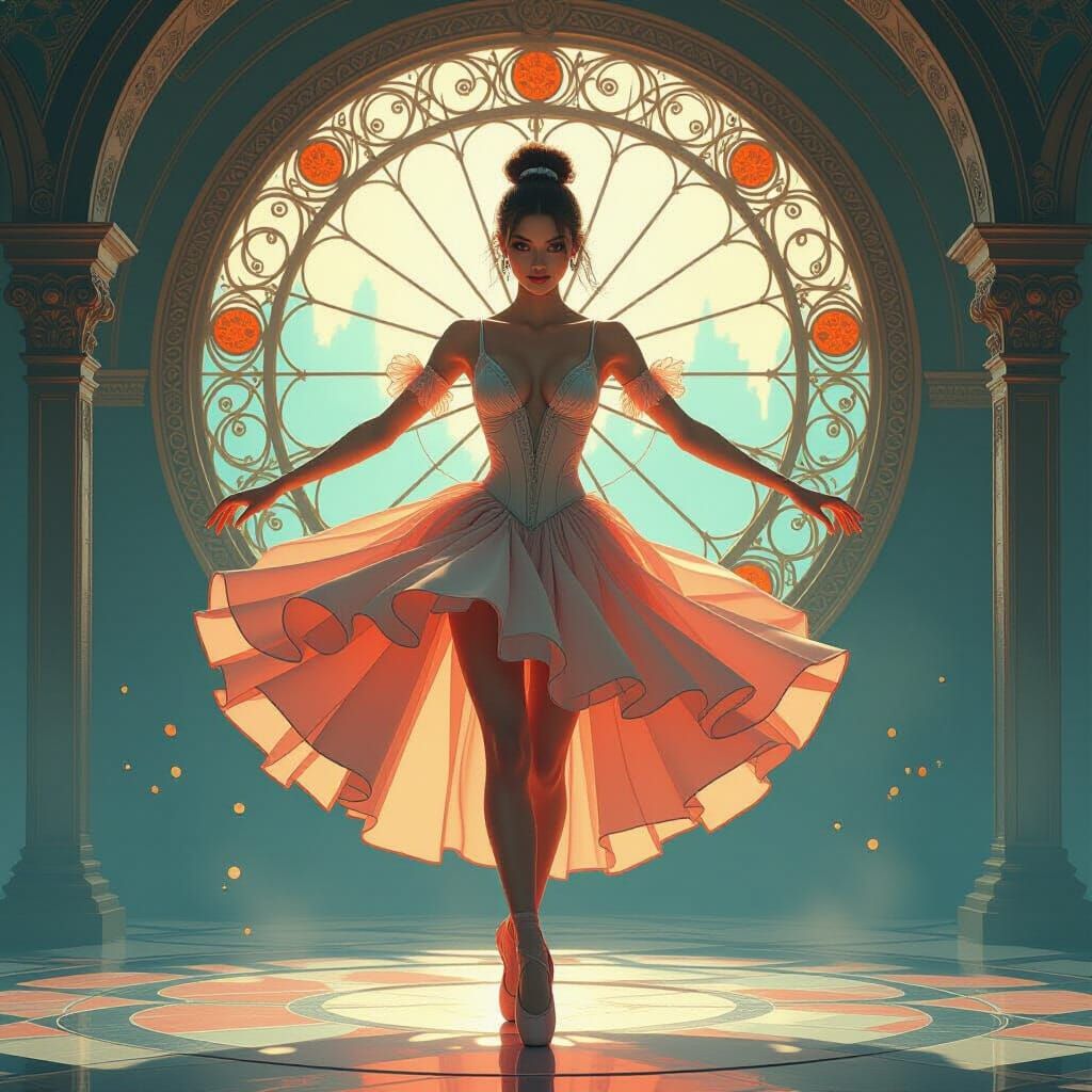 Balerina in Wet Watercolor Style with Pastel Hues