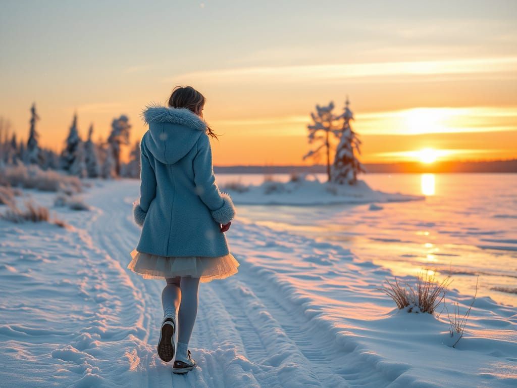 Ethereal Winter Wonderland Landscape in Soft Watercolor Styl...