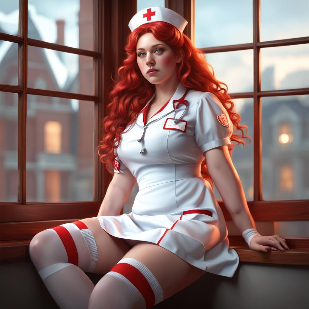 Red-Haired Nurse in 3D Rendered Portrait