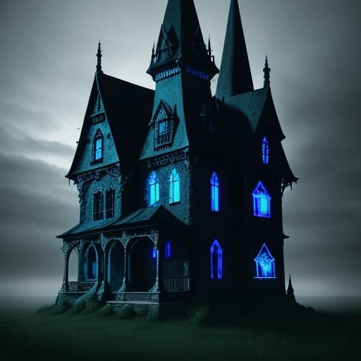 Ethereal Pearlescent blue gothic witches house