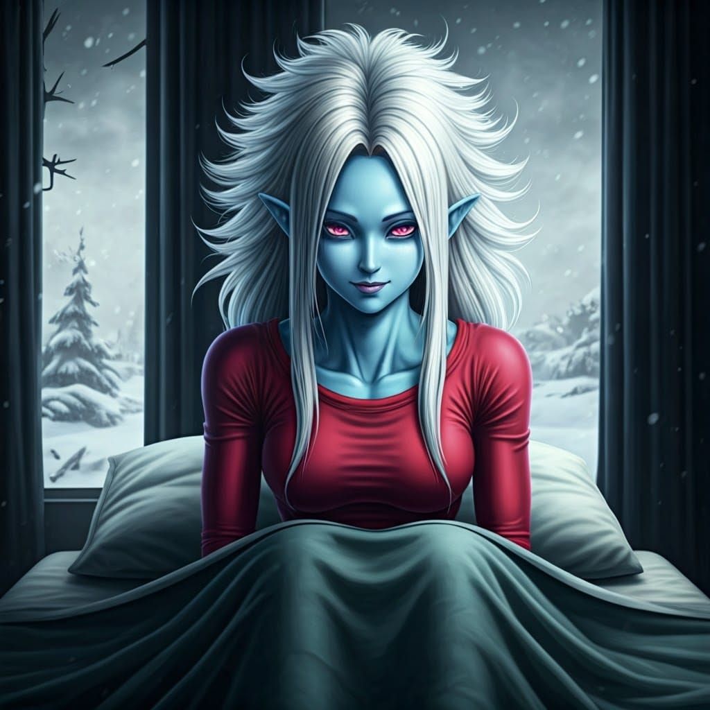 Hopeful Elf in Post-Apocalyptic Bedroom