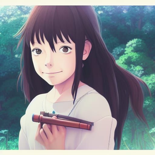 Kawaii Anime Girl in Studio Ghibli Style