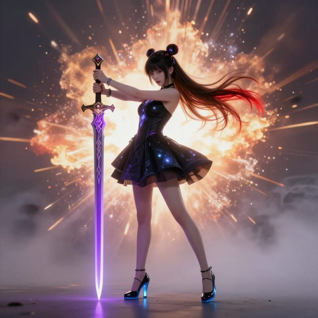 Ethereal Fantasy Warrior in Exploding Mist