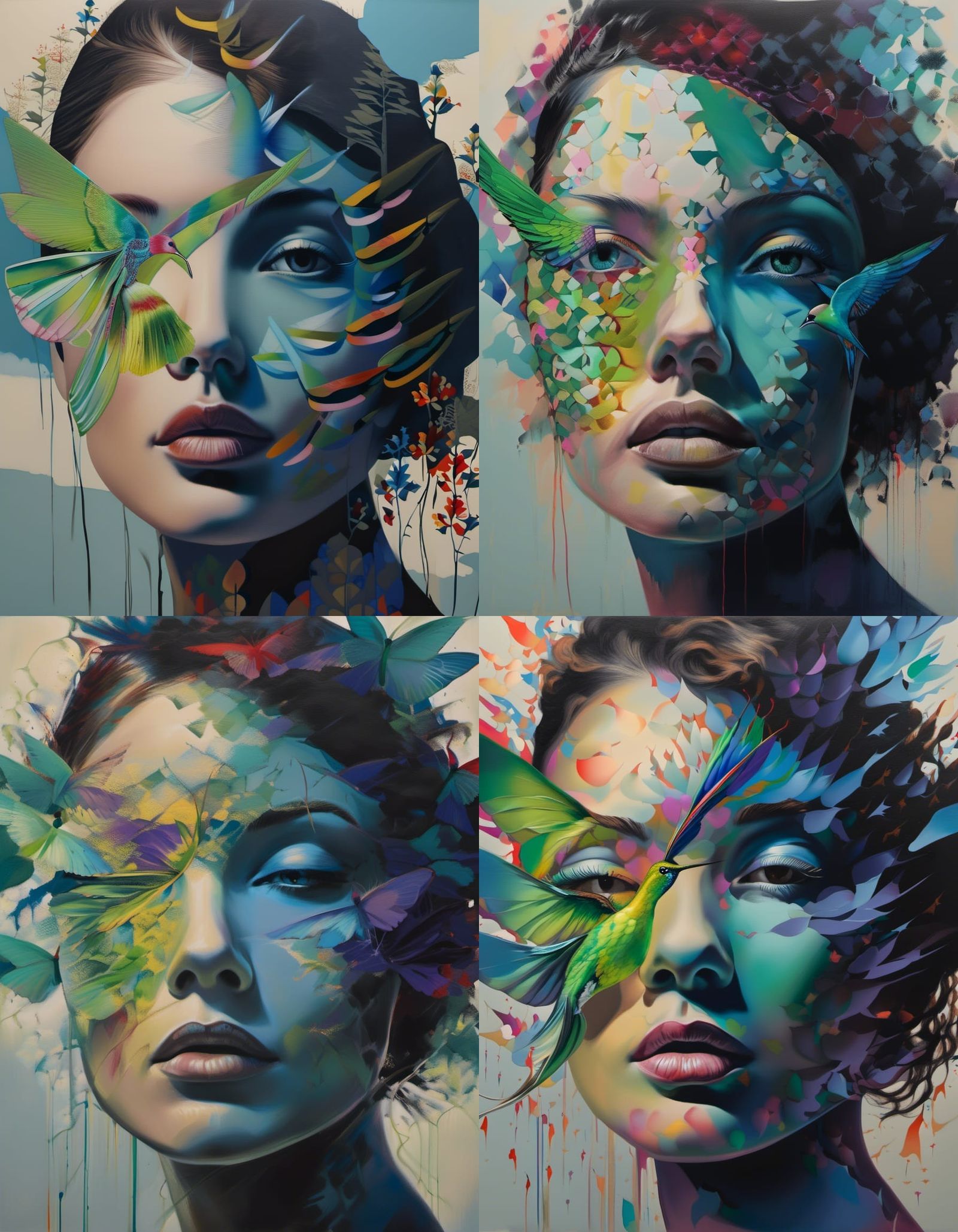 Hummingbird Silhouette in Watercolor Style