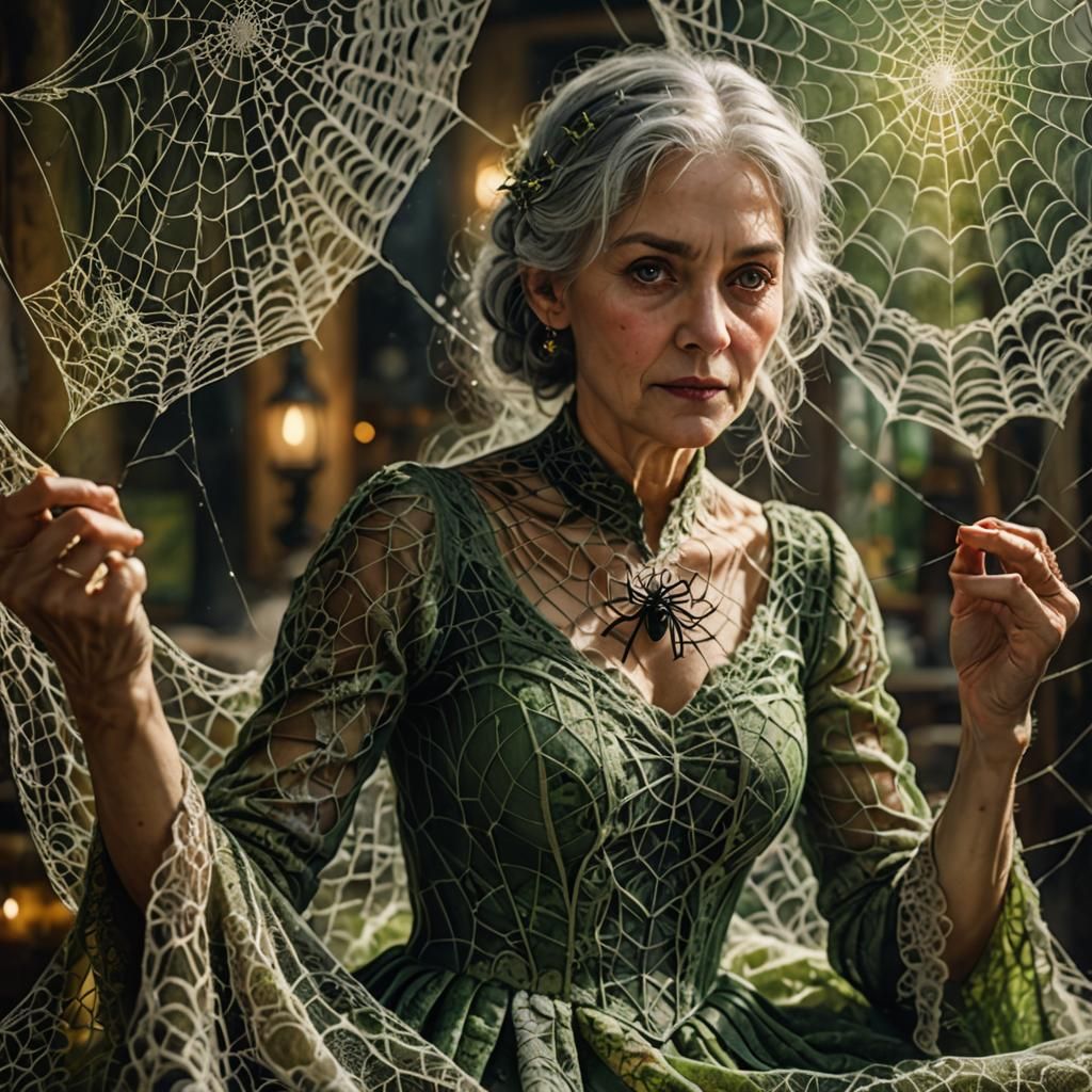 Lace Weaver in Mixed Media Art