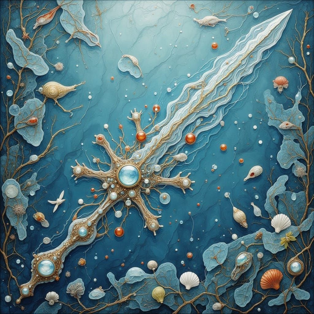 Whimsical Water Sword in an Underwater Paradise