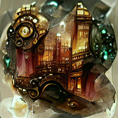 Steampunk Gemstone City at Night