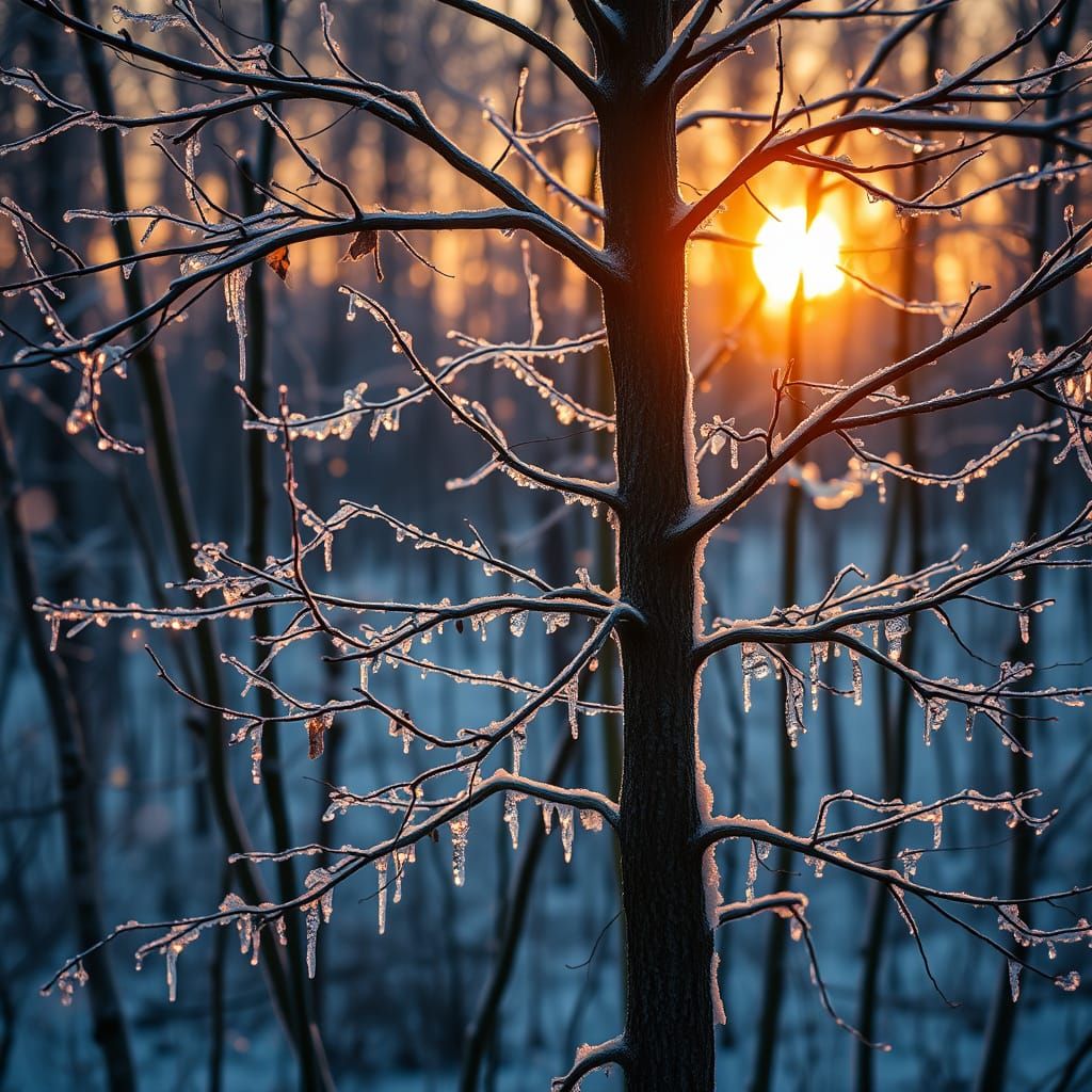Iced Trees Catching the Rising Sun: Photography