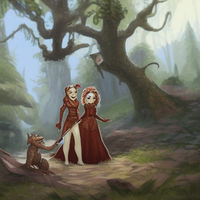 The Lady and the Kobold in Simple AI Art