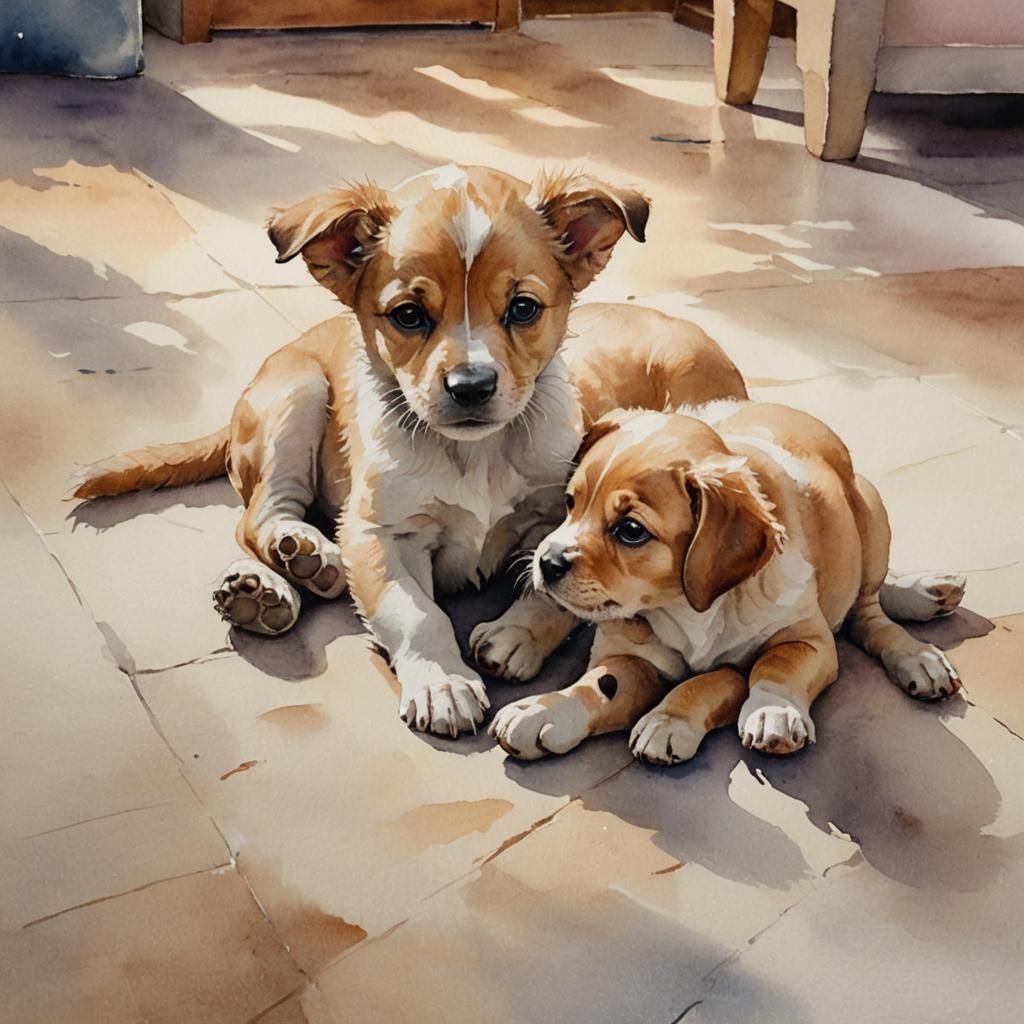 Whimsical Watercolor of Sibling Love