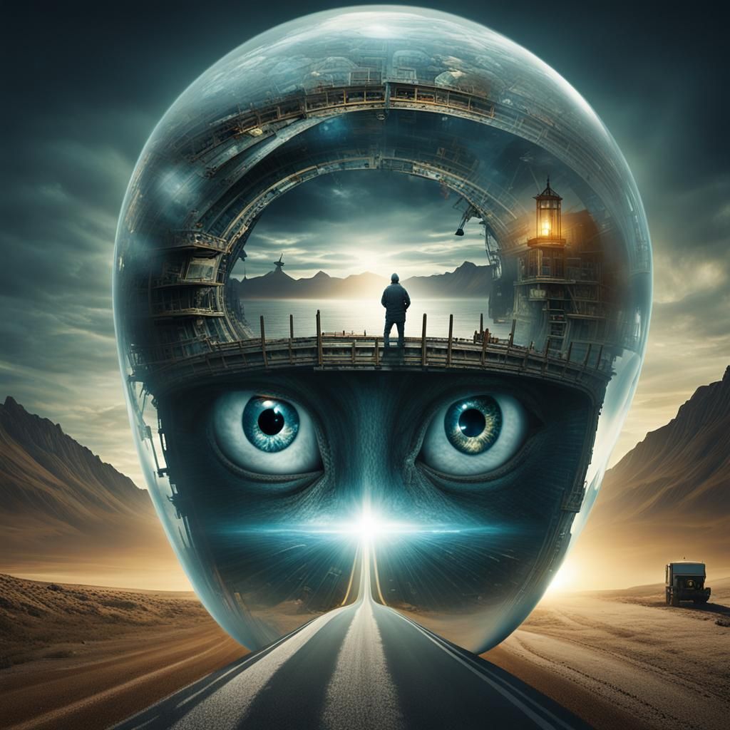 Alien Portrait: Hyperrealistic Double Exposure Fantasy Art