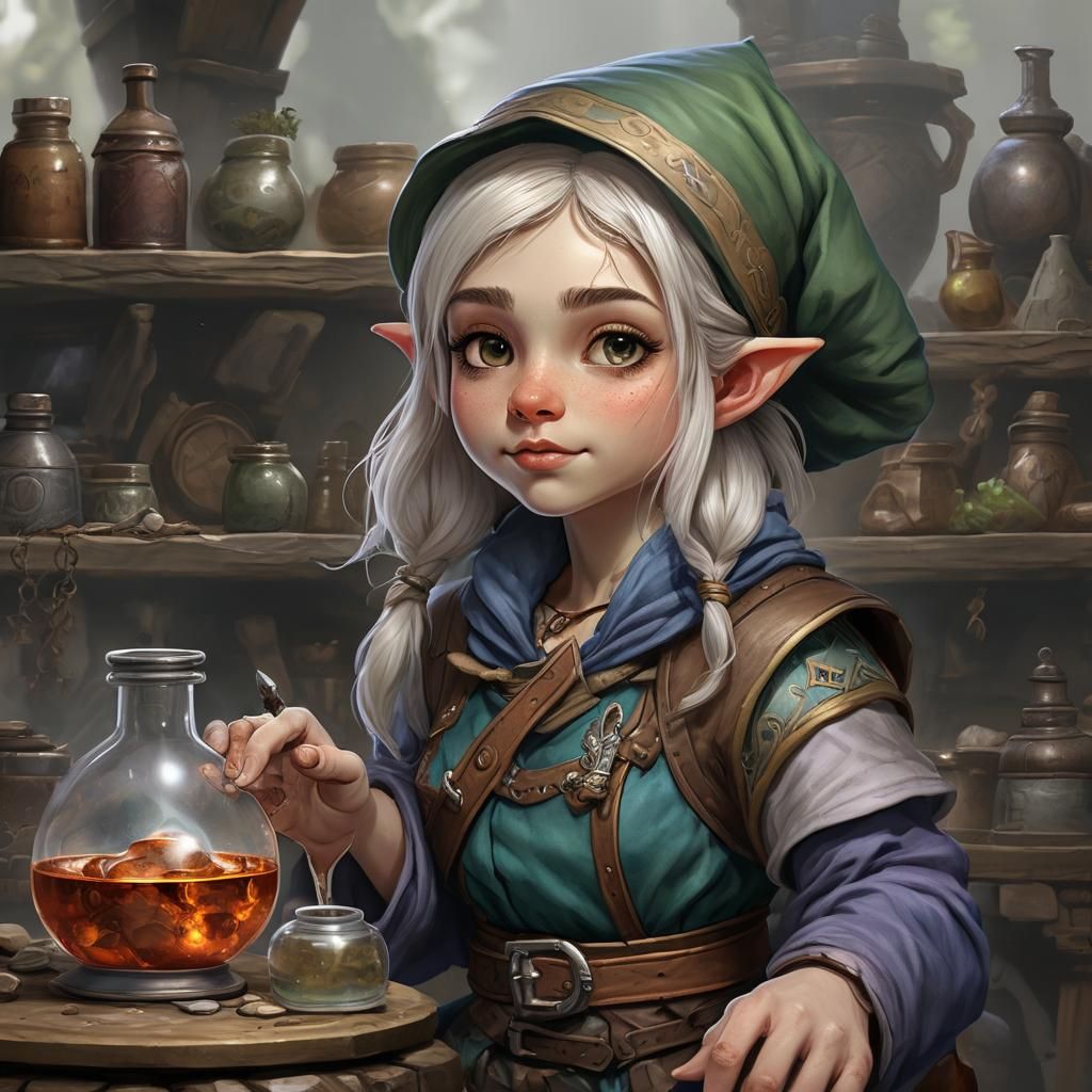 Young Gnome Alchemist from DnD in Color