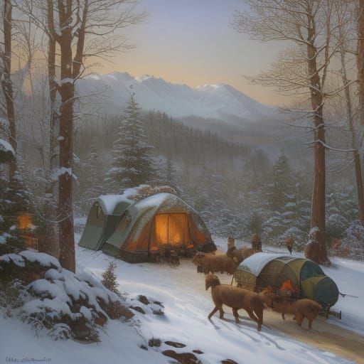 Winter Hedgehog Gathering in Alpine Splendor