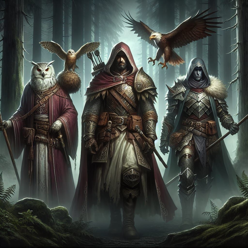 Adventuring Party in Dark Forest