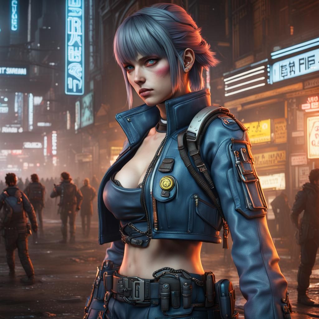 Cyberpunk Valerie Aynsley: Detailed Matte Painting