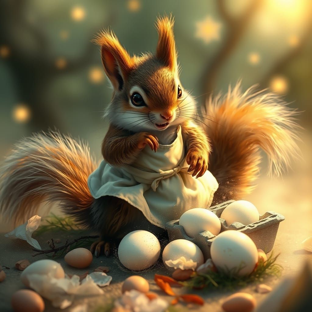 Mischievous Squirrel and the Egg Carton