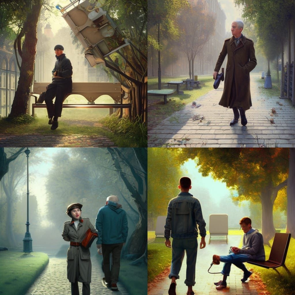 Man in Park Walkway: 3D Digital Art