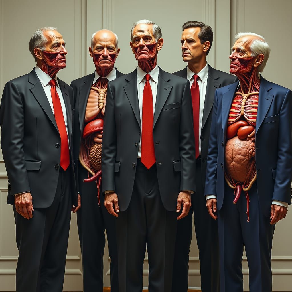 Surreal Image of Politicians with Inside-Out Anatomy