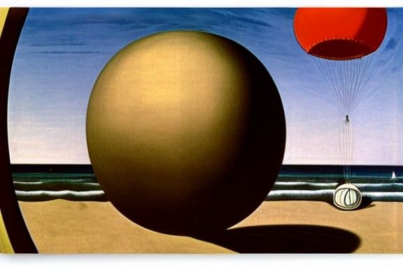 Surreal Beach Ball Airplane in Metaphysical Style