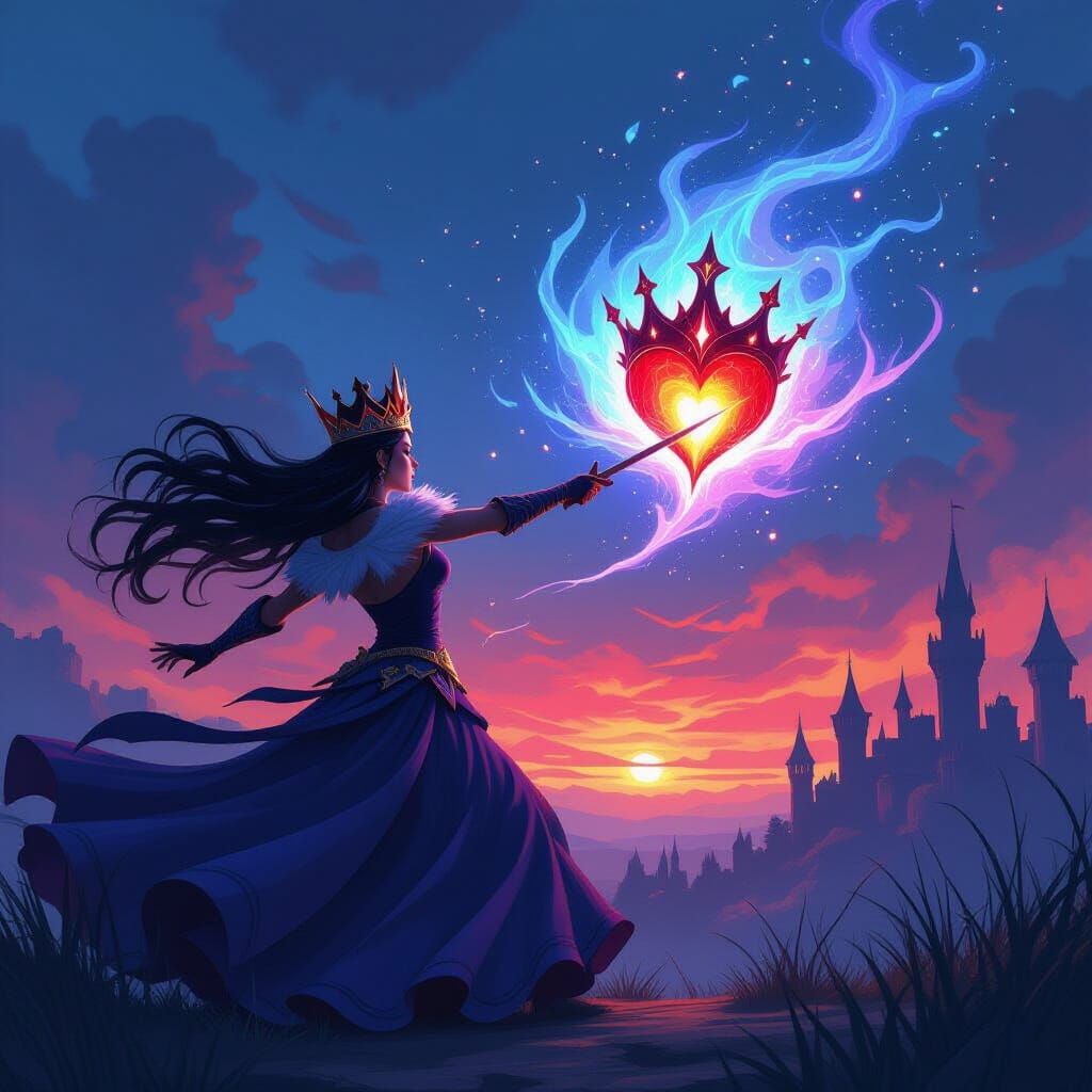 Tasmania Queen Battles Crowned Heartless in Digital Painting