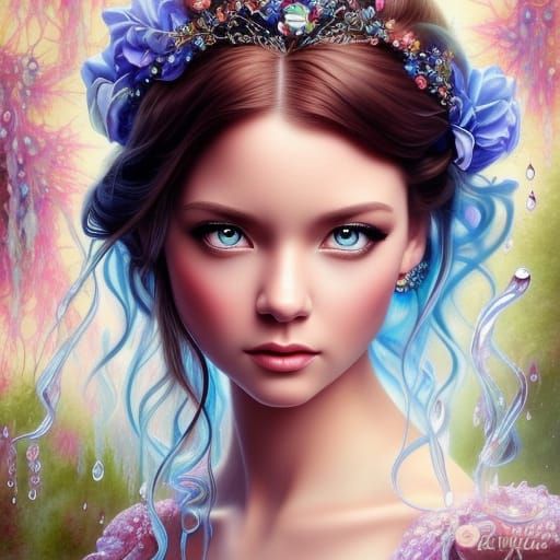 Water Princess Portrait in Hyperrealistic Style