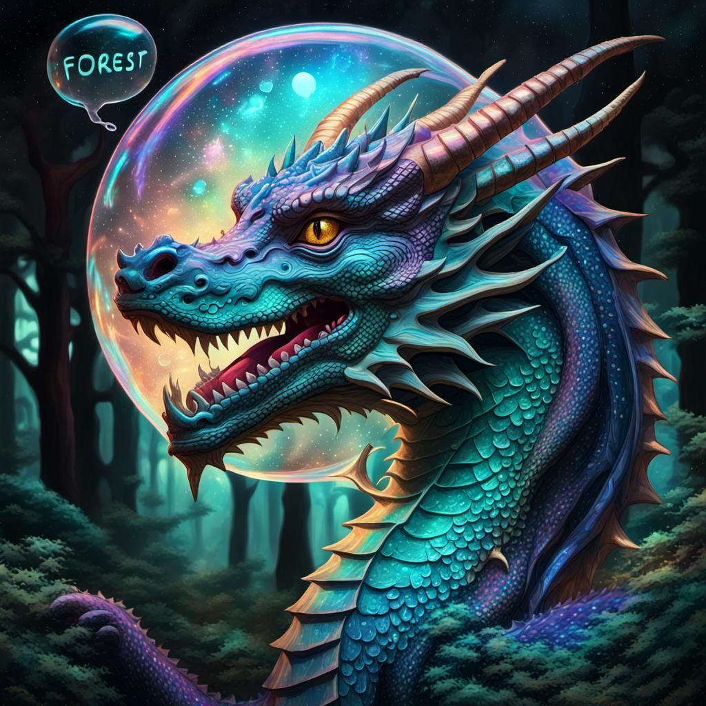 Cosmic Dragon: Holographic Astral Illustration