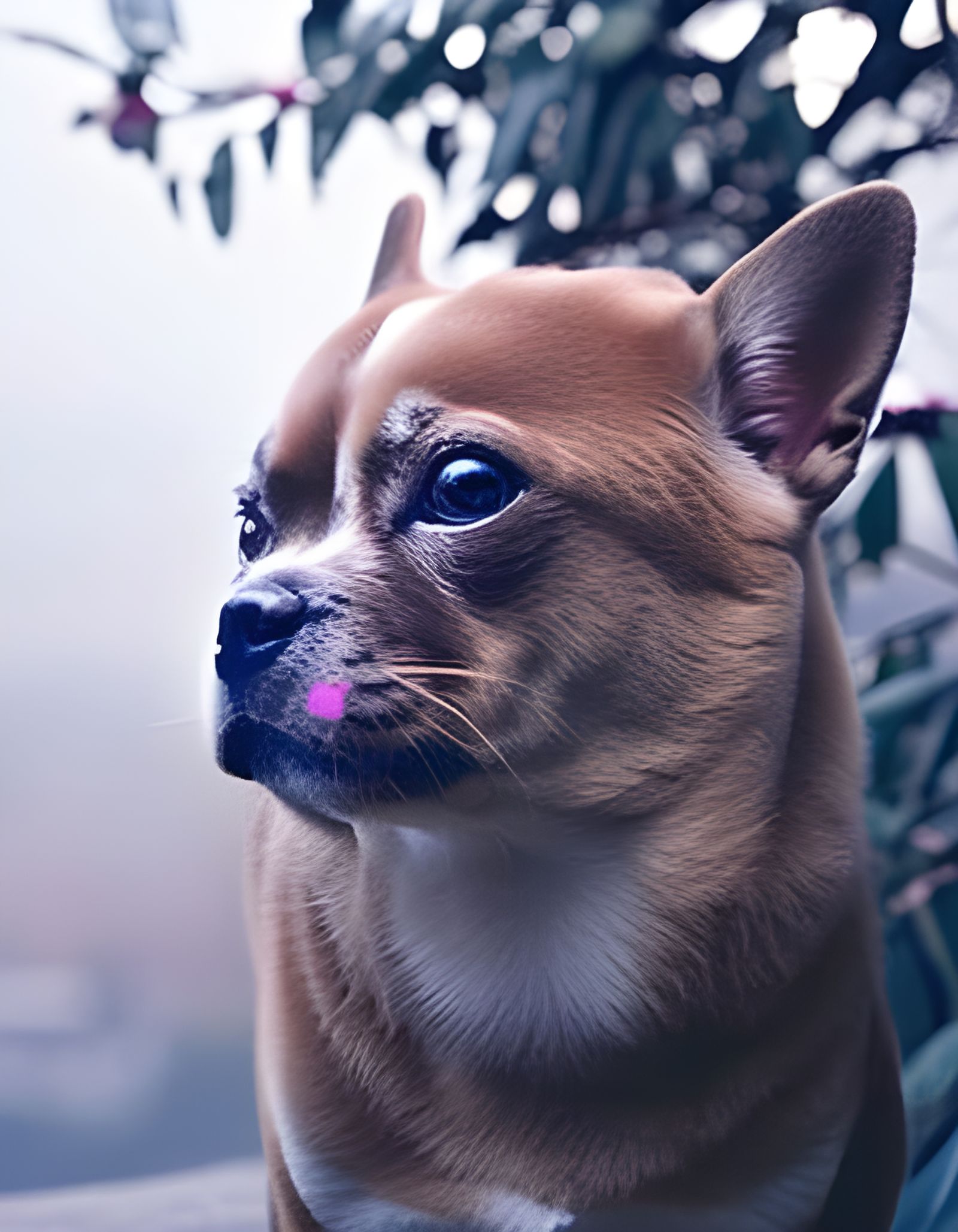 Divine Chihuahua-Pug Portrait in Soft Heavenly Light