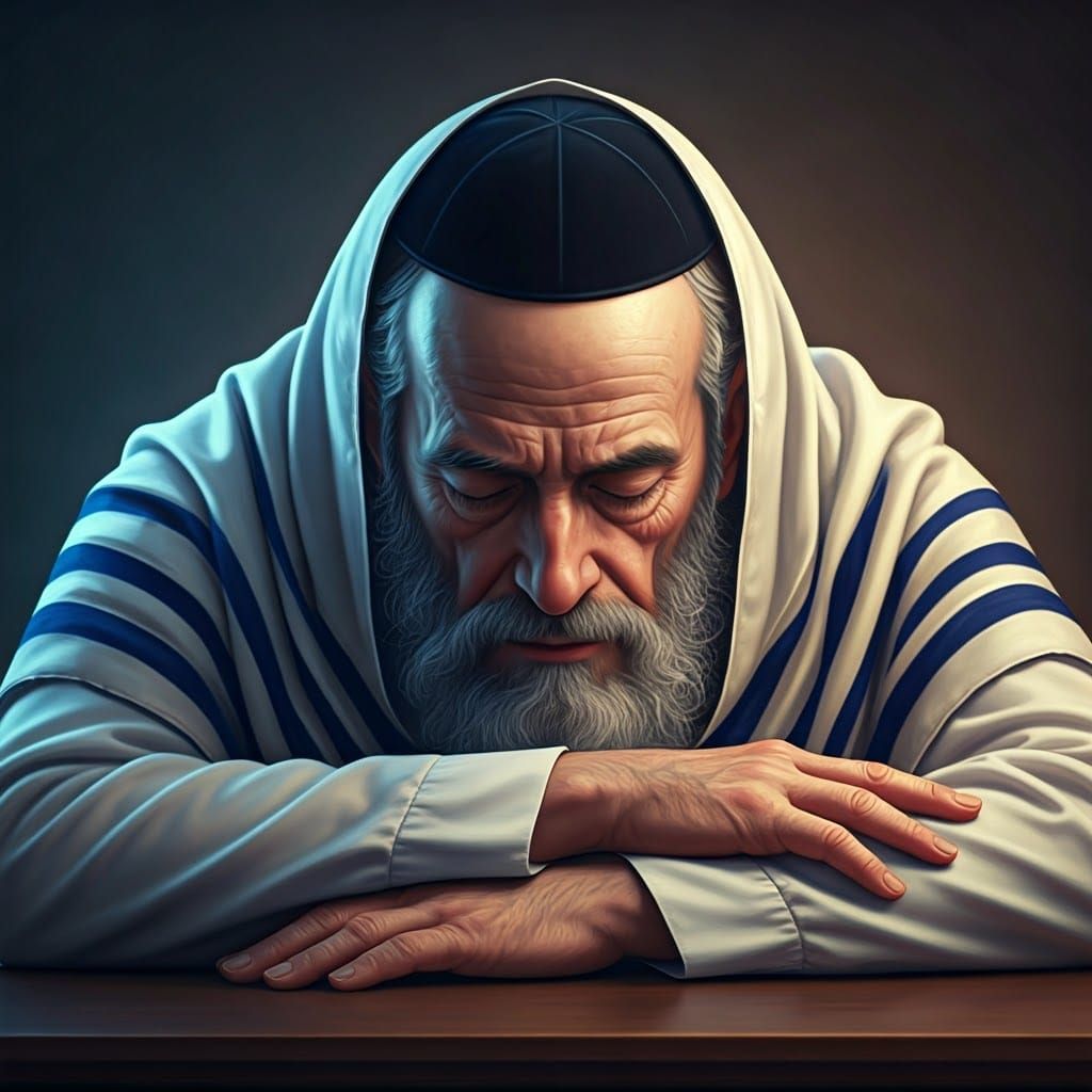 Orthodox Man in Slumber, Traditional Attire, Intricate Detai...