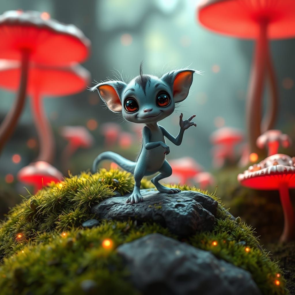 Enchanted Red Mushroom Realm Creatures