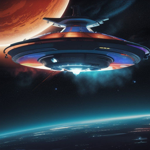 Retro-Futuristic Spaceship soars through the Galaxy