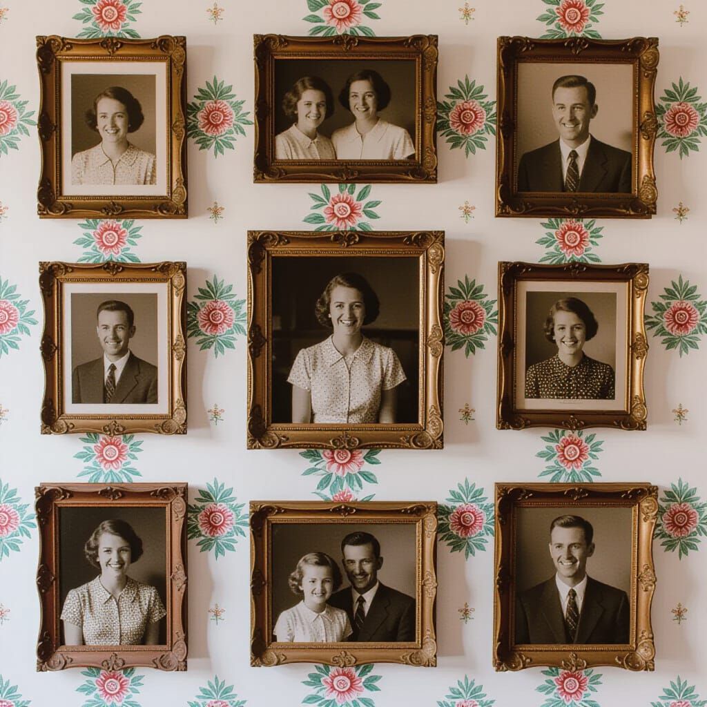 Nostalgic Family History Wall of Framed Photographs