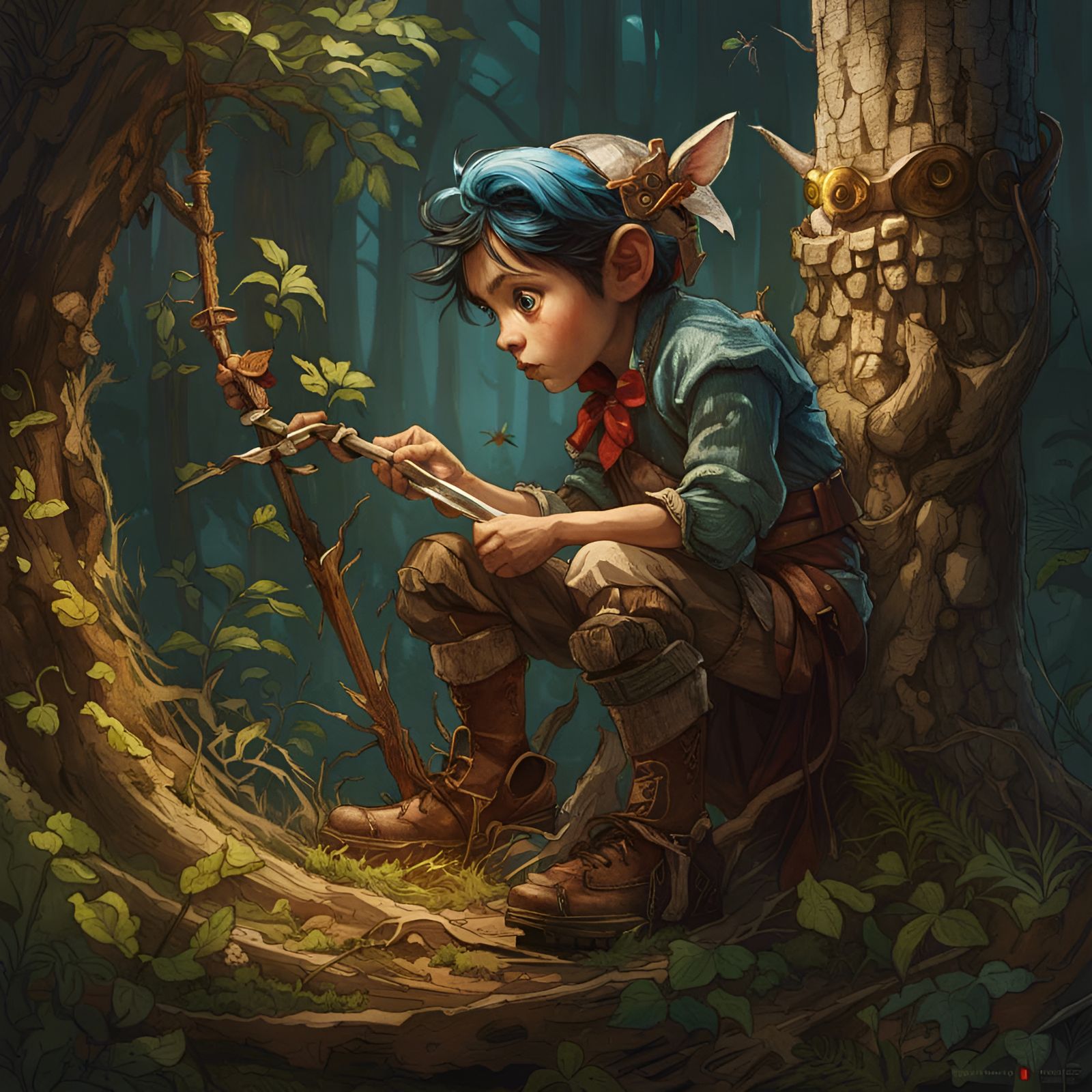 Pinocchio in the Forest: Digital Art