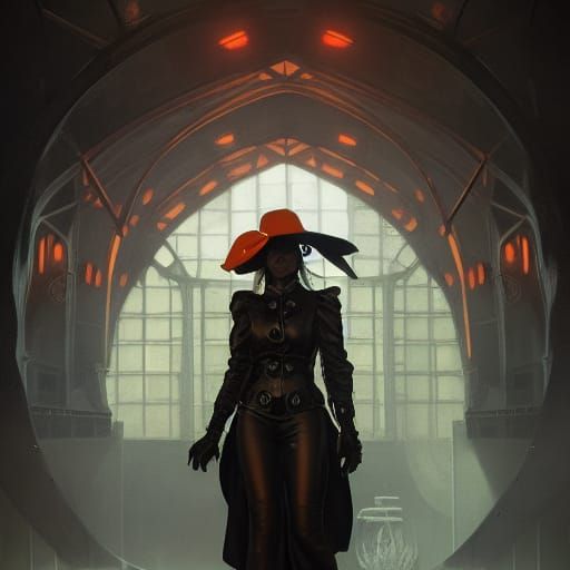 Witch in Leather Suit: Hyperdetailed Concept Art