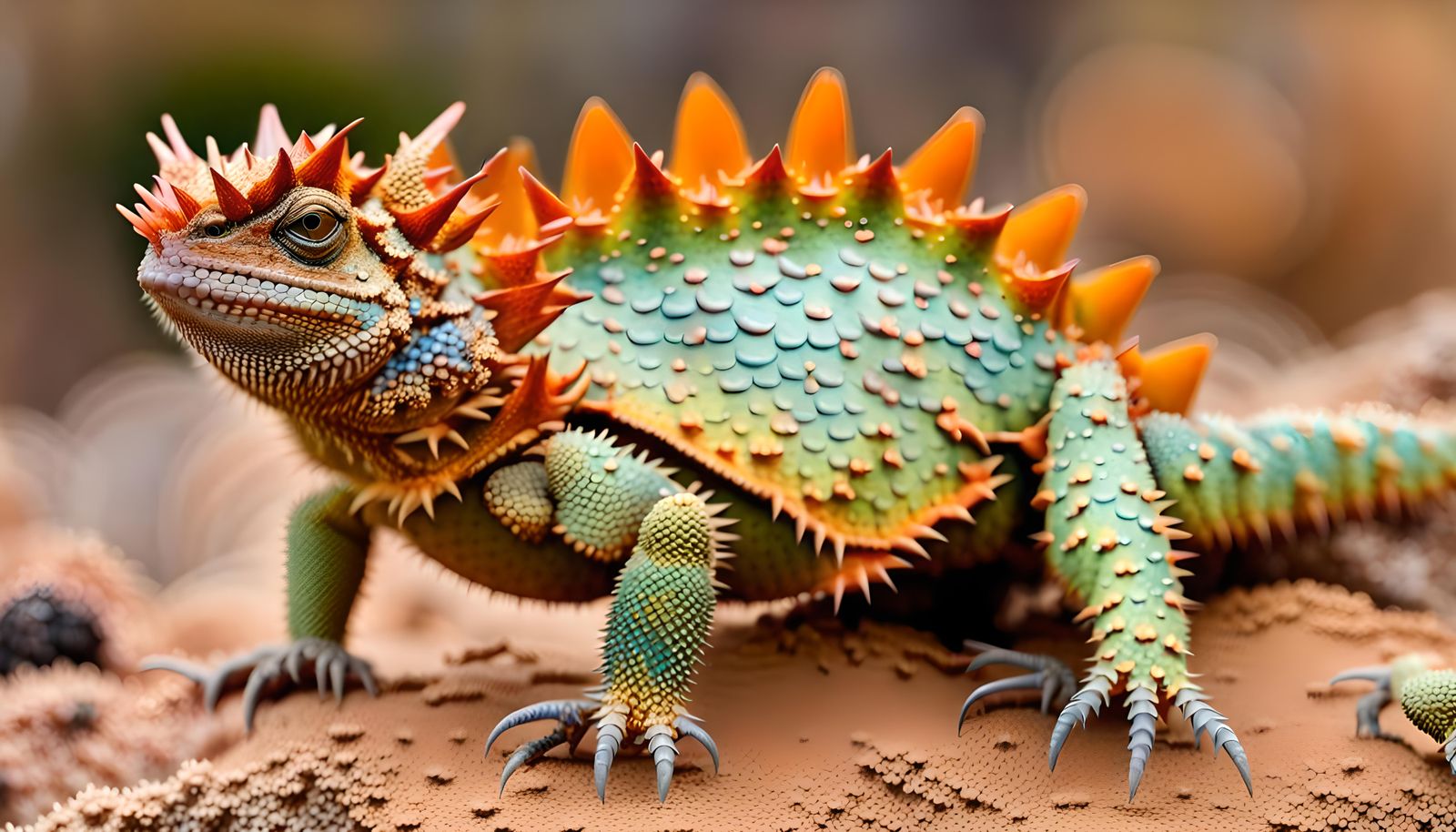 Smiling Armored Lizard in Detailed Digital Art