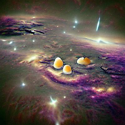 Egg Floating in Deep Space Rendering