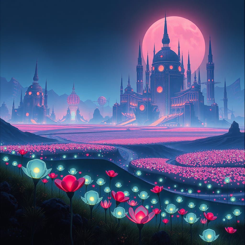 Futuristic Gem-Flower City by Fantasy Artists
