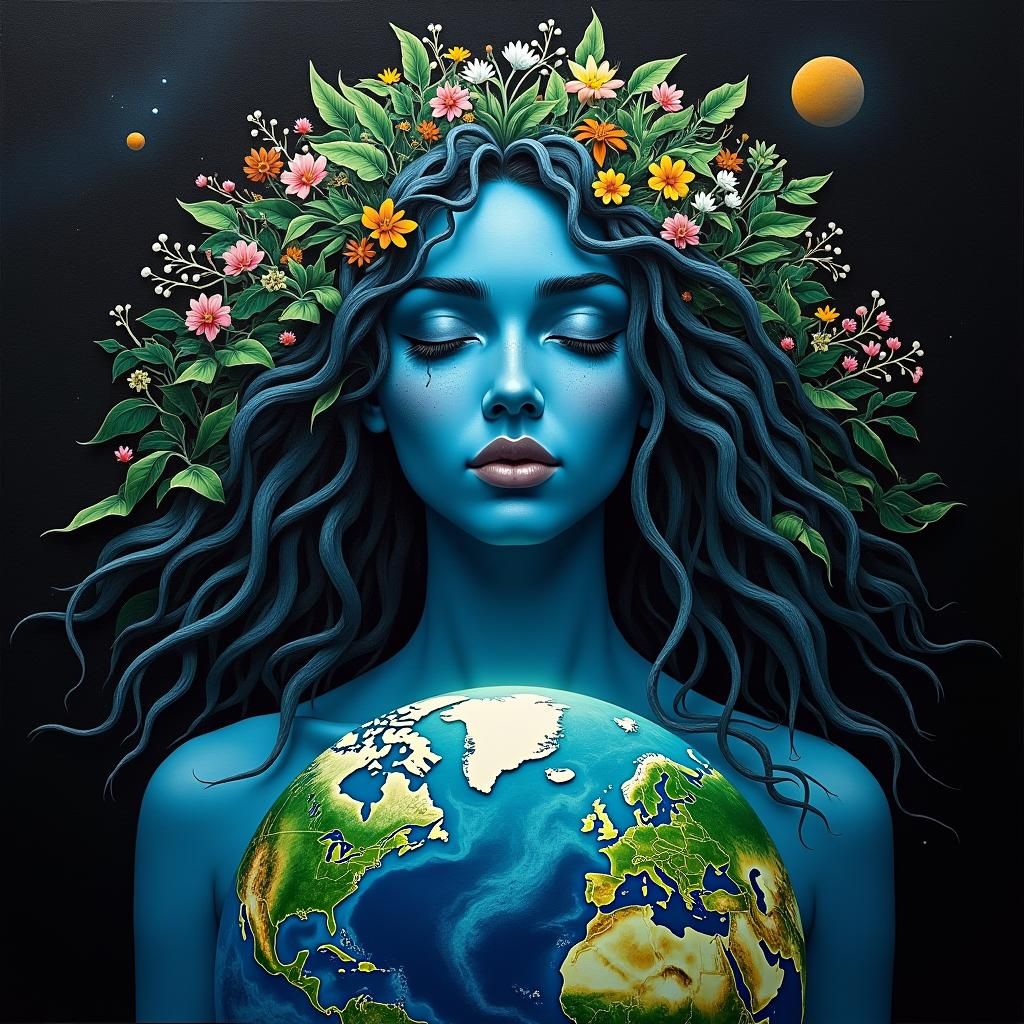 Earth Goddess: A Hyperrealistic Astral Illustration
