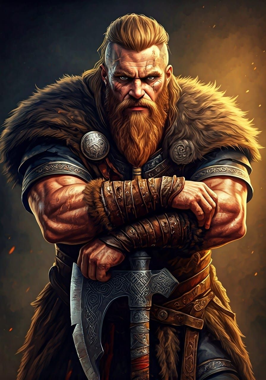 Mighty Redbearded Viking Warrior in Battle Armor